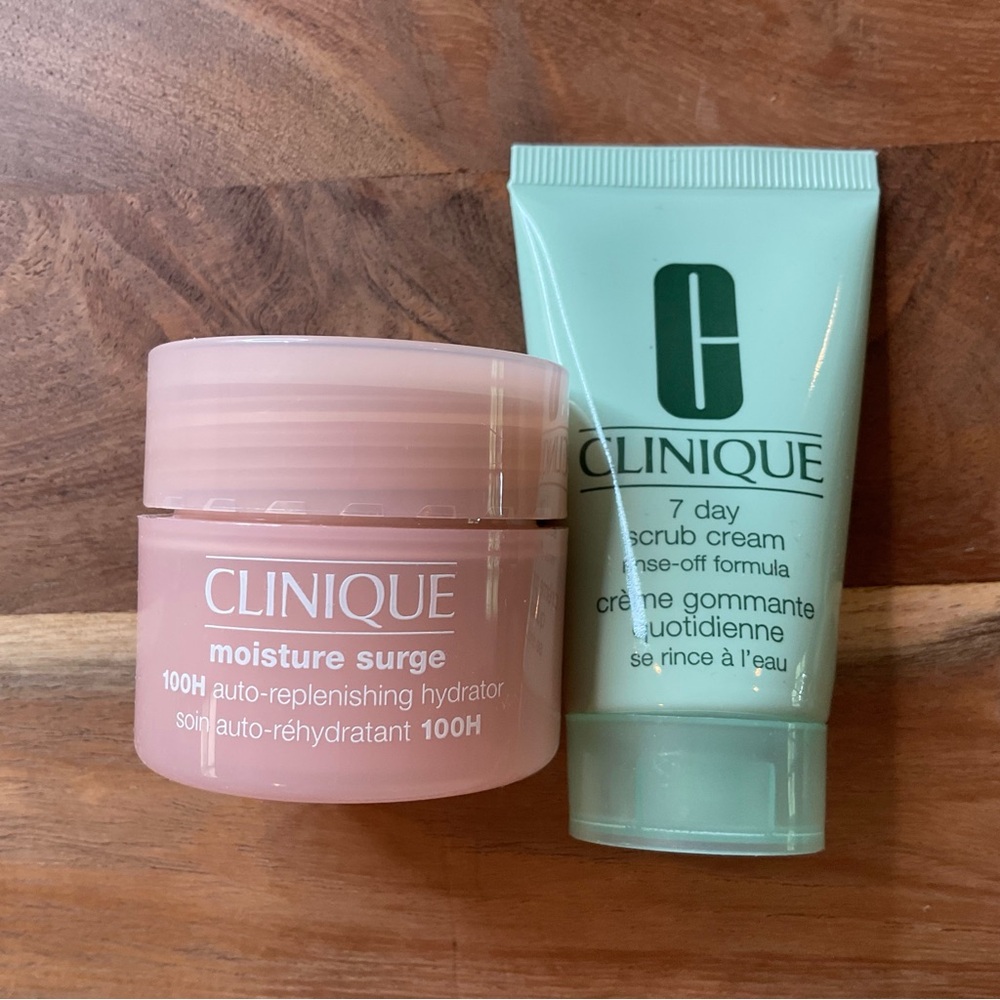 Clinique 2 Piece Travel Set 7 day scrub & moisture surge moisturizer Never Used